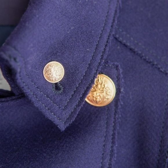 NEW Les Copains Stand Collar Navy Military Coat 42EU - Picture 7 of 8